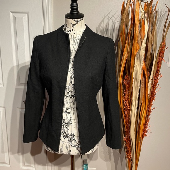 Vintage y2k Bill Blass Wool Zip Mock Fit Flare Ligh weight Work Winter Fall Rave - Picture 2 of 7